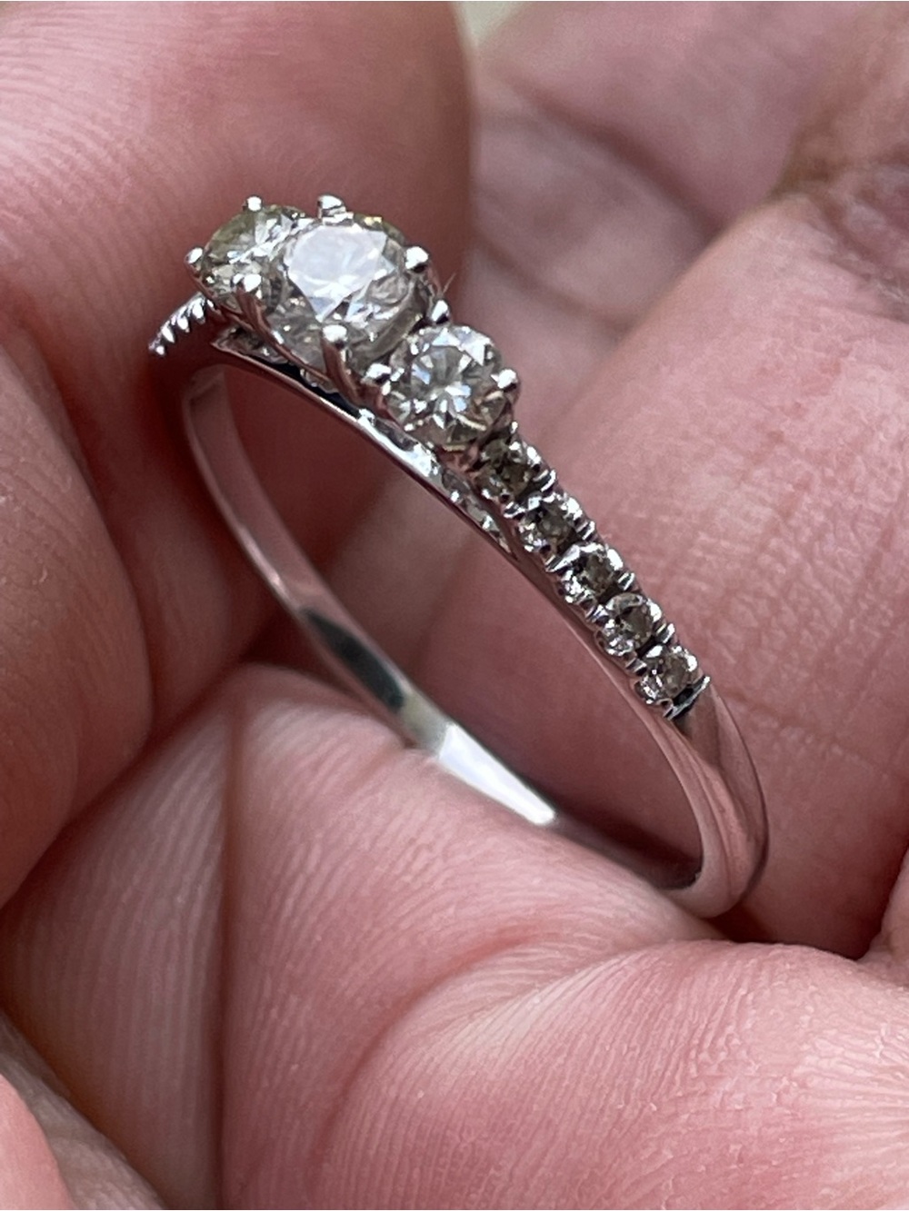 Real! 10kt Gold Diamonds Past Present & Future Ring 💎